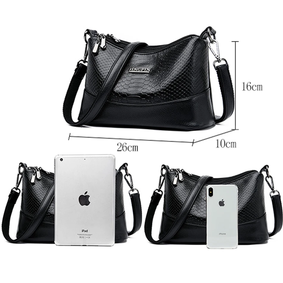 Сумка на плечо женская с 3 слоями роскошный саквояж из качественной кожи