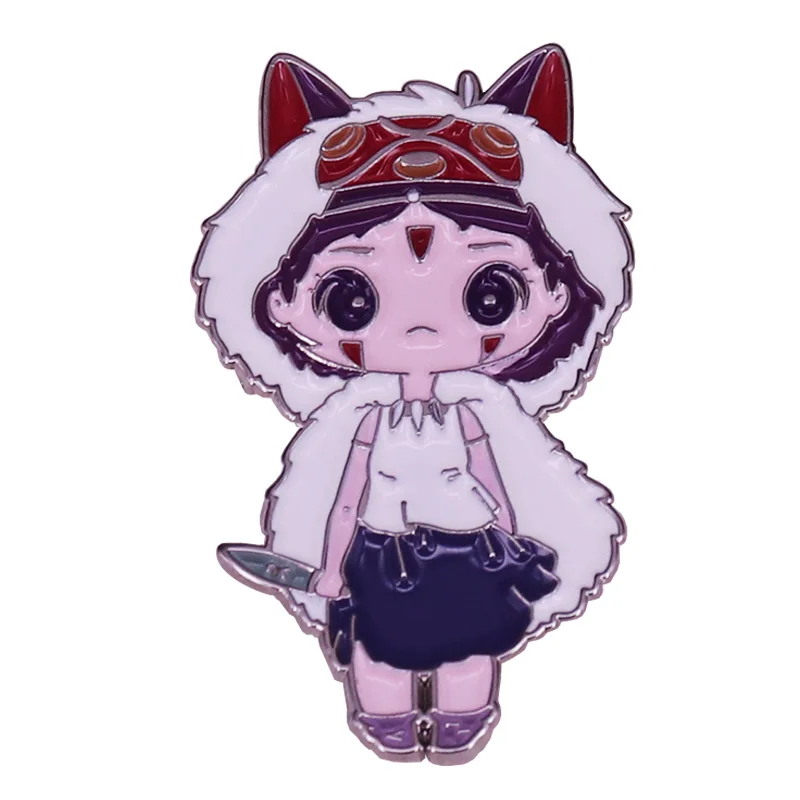 Жесткая эмалированная брошь в стиле принцессы Mononoke San для студийной фотосъемки |