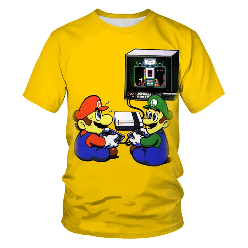

Summer men's and children's clothing loose and comfortable trend short-sleeved 3DT shirt printing classic game cartoon pattern