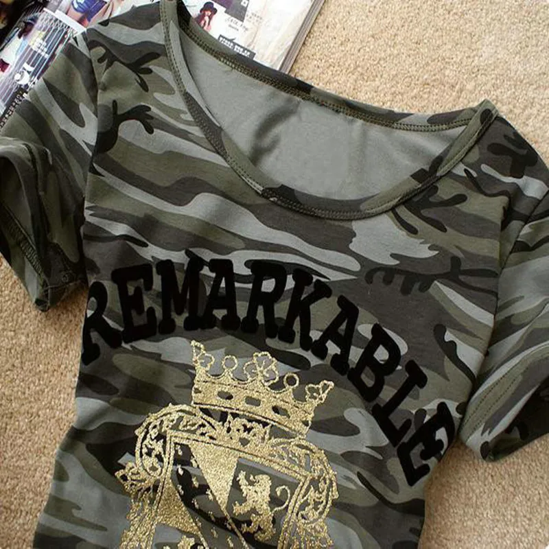 Футболка женская камуфляжная стрейчевая с надписью корона большой размер 4XL |