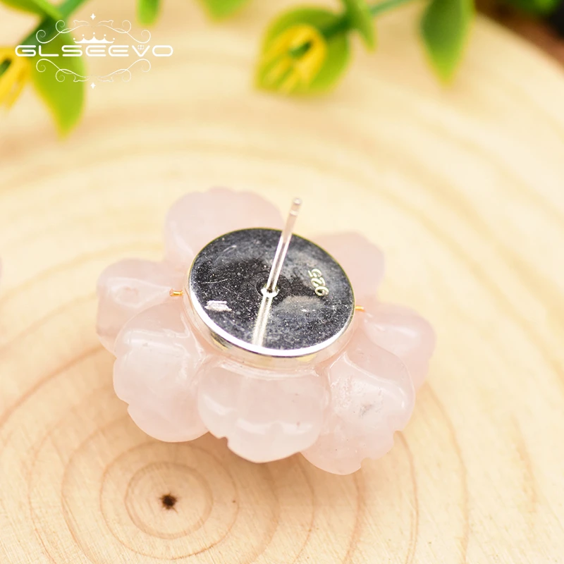 GLSEEVO оригинальный дизайн натуральный кристалл серьги-гвоздики в форме цветка для
