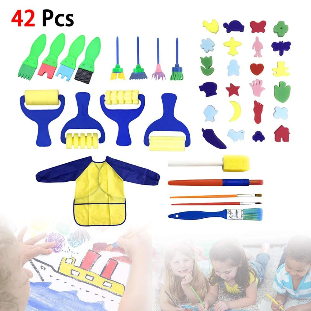 

Кисти для раннего обучения, губки для рисования, 31 шт./42 шт., комплект губок, для рисования, ремесленные кисти, подарок для детей, игрушка для р...