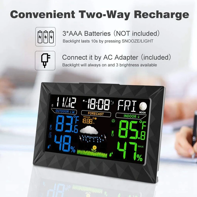 Цифровая беспроводная метеостанция с большим цветным ЖК дисплеем наружным