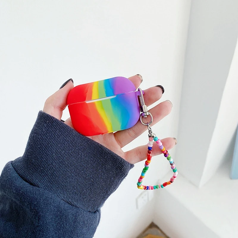 

Bohemian Rainbow AirPods Earphone Case + Pendant/For AirPods Pro Case For Apple Airpods Pro 1/2 Shockproof 1pc 2 Styles