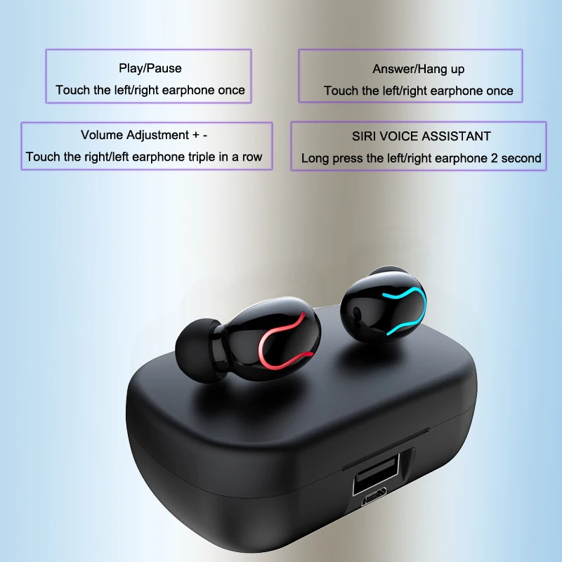 Беспроводные Bluetooth-наушники-вкладыши спортивные водонепроницаемые Hi-Fi