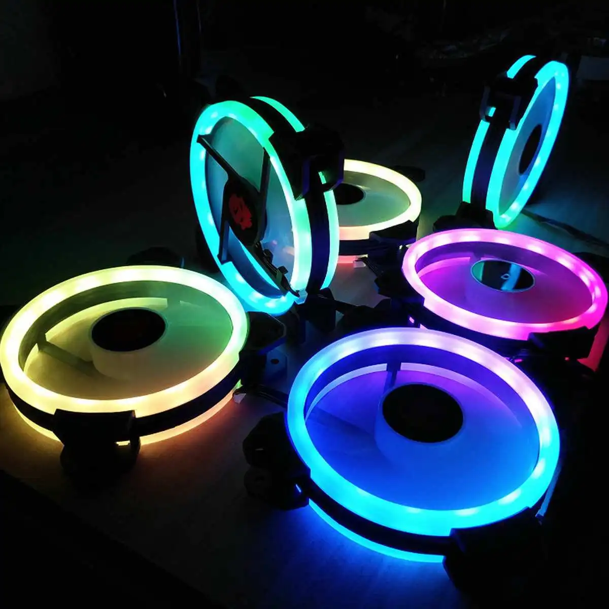 

120mm RGB Cooling Fan PC Computer Case Cooler Fan+IR Remote Control 3/6pcs Desktop Cooler Silent Multi-Color RGB Fan Cooling Fan