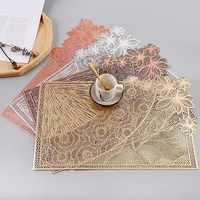 maple leaf design portable hollow rectangular western placemat for home