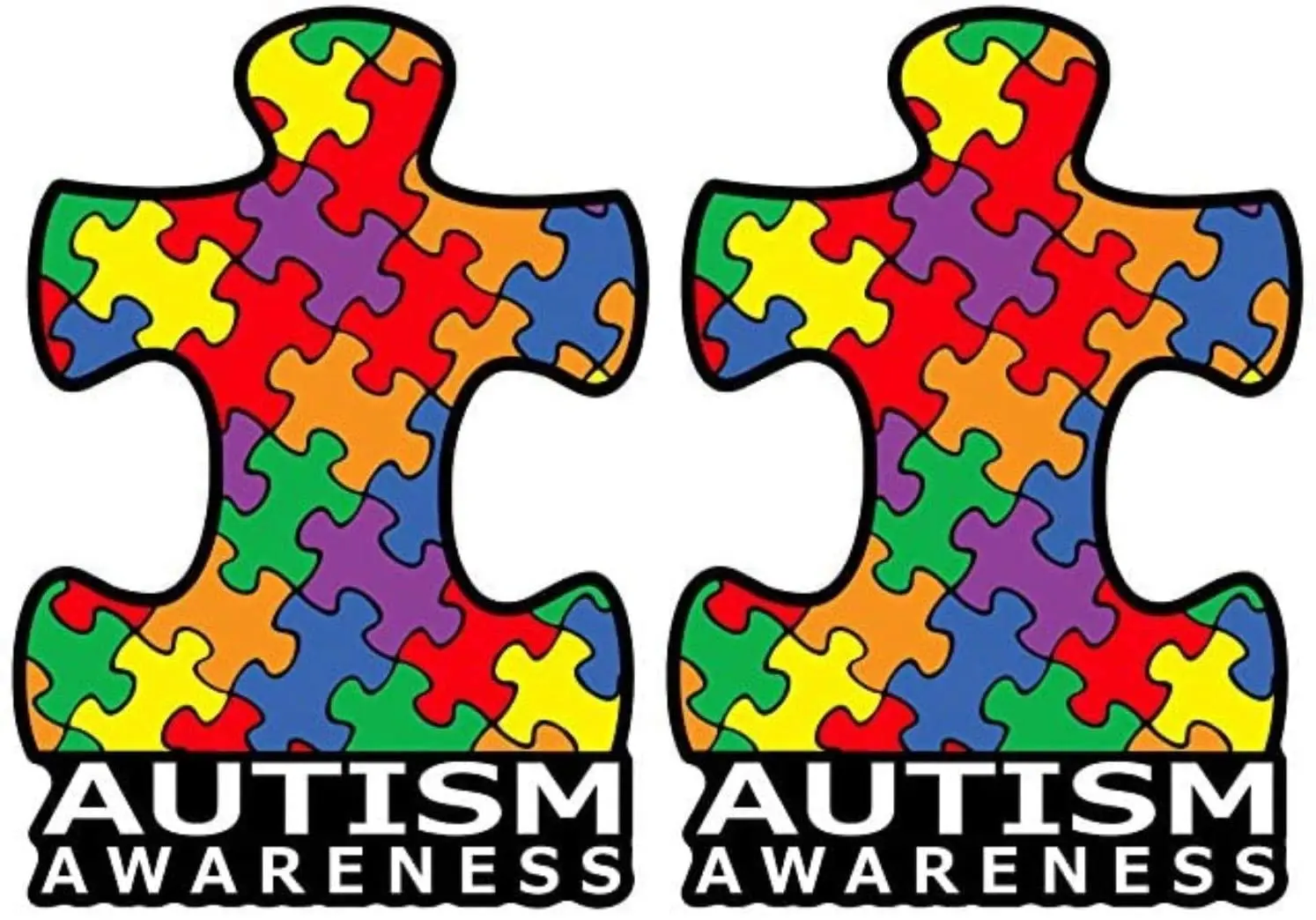 

2-Pack Autism Awareness Puzzle Piece Decal Sticker Premium Quality Vinyl for Car Bumper Truck Van SUV Window Wall Cup Decor