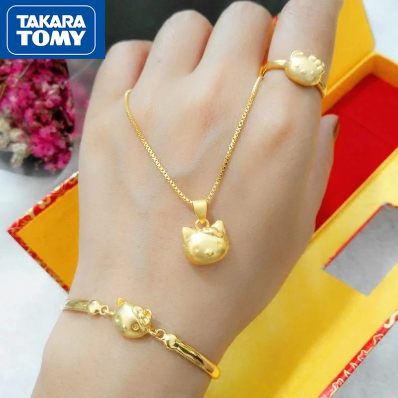 

TAKARA TOMY ladies new 2021 cute cartoon Hello Kitty necklace pendant clavicle chain gold-plated jewelry gift