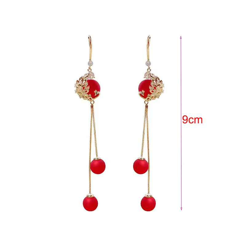 

Simple Cute Red Little Bird Earrings For Women Simulated-pearl Crystal Geometric Korean Drop Earrings Romantic Bridal Jewelry