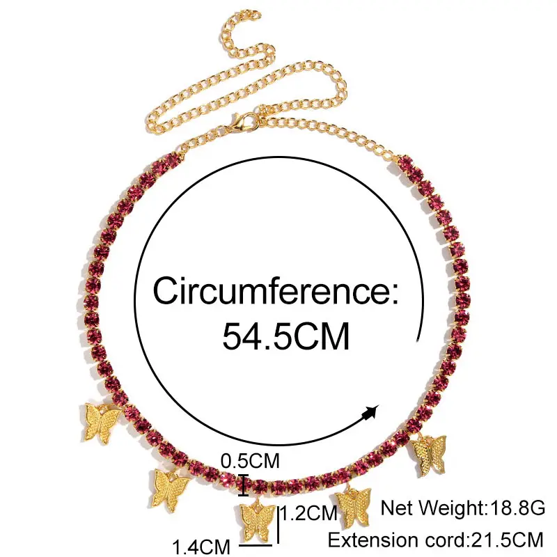 

Gold Silver Color Butterfly Pendant Necklace Female Shiny Crystal Clavicle Chain Fashion New Design Jewelry Party Gift cubana