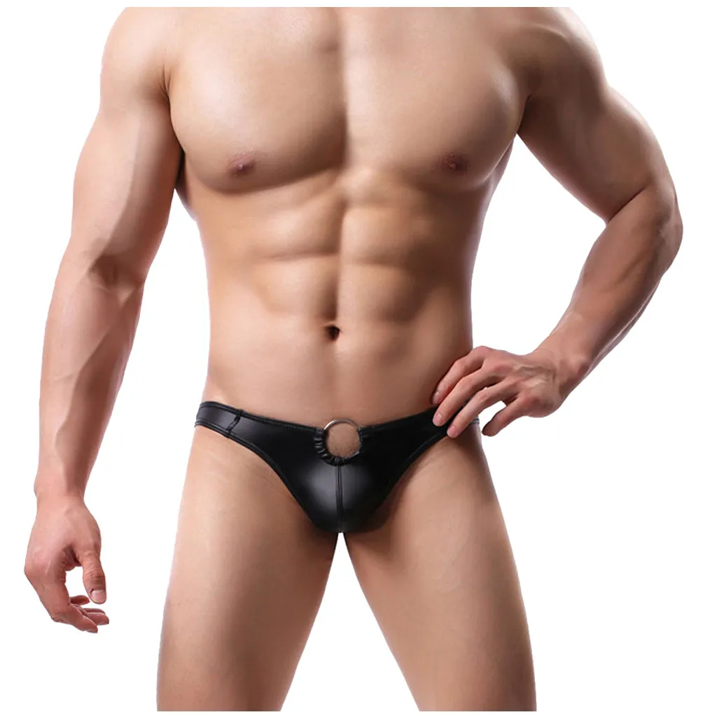 Искусственная кожа мужские стринги сексуальное нижнее белье чехол для пениса