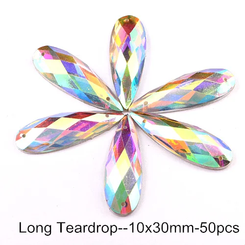 Lon teardrop-10x30mm Смола всех форм кристалл AB смолы Круглые пришивные стразы с плоским основанием пришивные стразы для одежды B3688 - Цвет: Lon teardrop-10x30mm