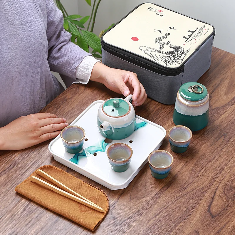 Китайский чайный набор портативный дорожный кунг фу керамический чайник чайная