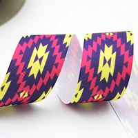 purpleyellow geometry printed grosgrain ribbon 9 75mm diy handmade materials christmas wedding gift wrap tape ribbons