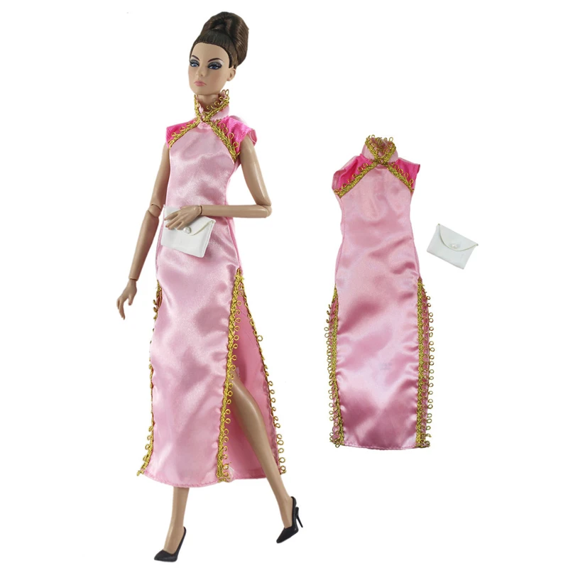dress 3 Платье с цветочным рисунком для куклы Барби, одежда, китайское платье Ципао, вечерние платья для кукол Барби, наряды 1/6, аксессуары для кукол - Цвет: dress 3