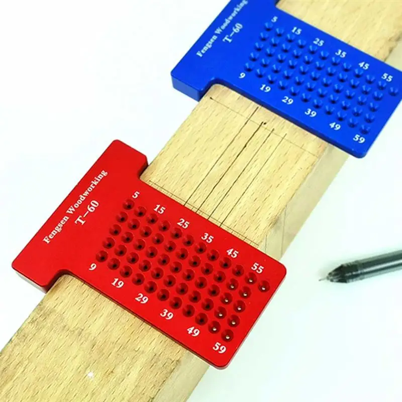 

T60 T-type Woodworking Scriber Aluminum Alloy Caliper Ruler Mark Line Wood Gauge Precise Scale Ruler