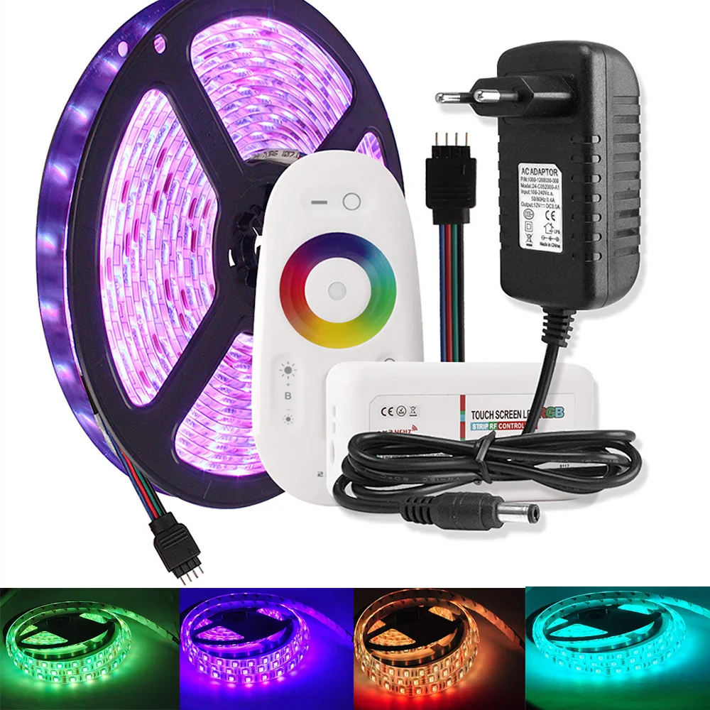 DC 12 В RGB Светодиодная лента Водонепроницаемая 220 В Tira светодиодный Wifi 12 В лента RGB лента 5050 Неоновая Гибкая лента светильник Bluetooth адаптер дистанционного питания