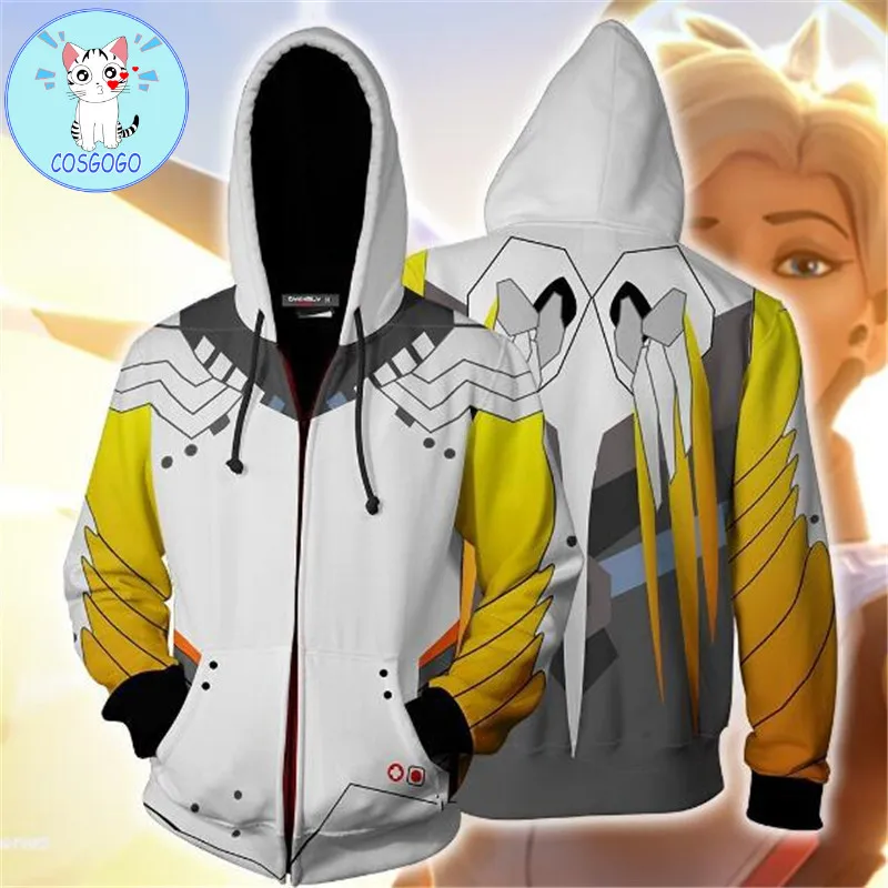 COSGOGO игра Косплэй ангела Циглер с застежкой молнией толстовка капюшоном для