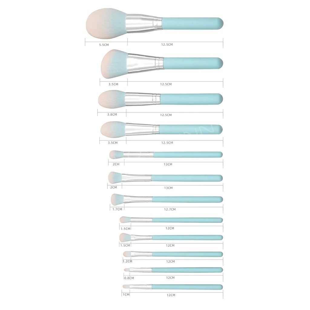 12 шт. Светло-Голубые Деревянные кисти для макияжа набор тональной пудры румяна