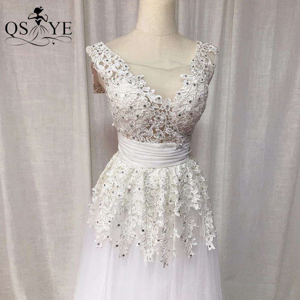 

Cheap Wedding Dresses 2021 Bead Lace Bride Gown Boho Bohemian Bridal Dress A Line Tulle Bride Gown Sequined