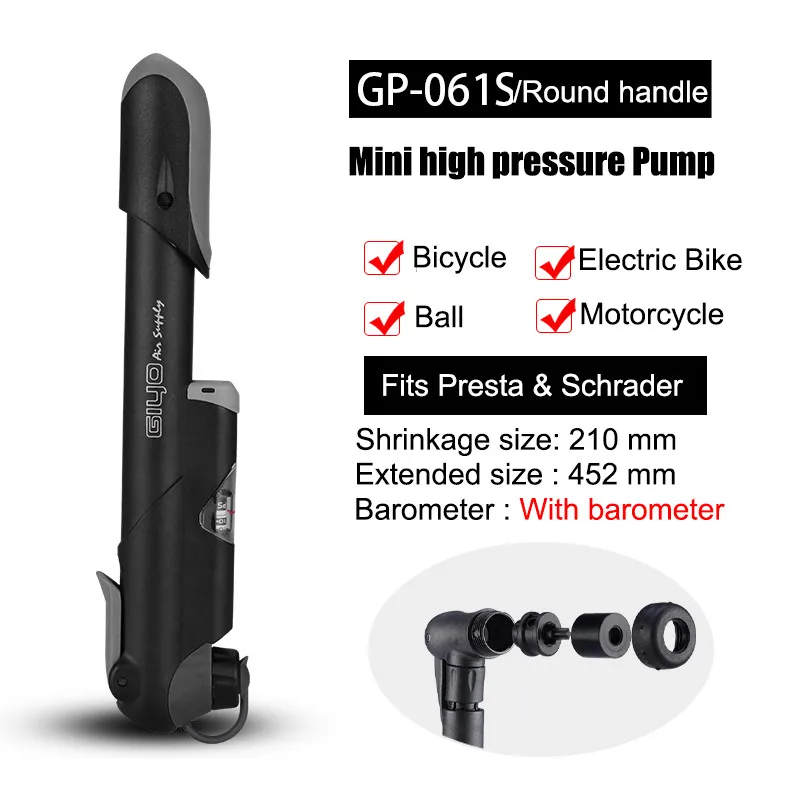 GP061 Black GIYO велосипедный насос, мини ручной насос Schrader Presta с клапаном, велосипедный воздушный насос, игрушечный шарик, насос для шин MTB, аксессуары для горного велосипеда - Цвет: GP061 Black