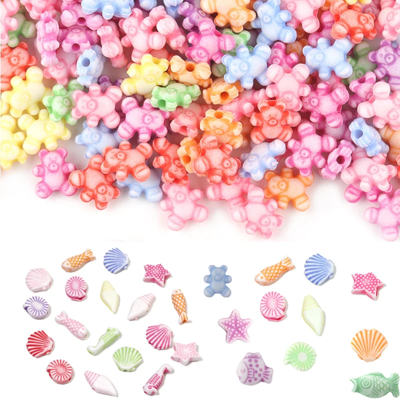 

50 Pcs/Lot Jewelry Accessories Ocean Animal Mixed Color Acrylic Loose Beads for DIY Making for Bracelets Necklaces Raw Materials