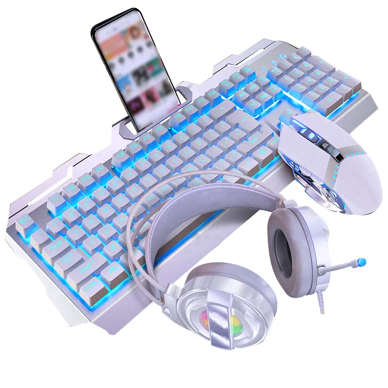

Gaming Keyboard Backlight Wired USB Mechanical Feel Gamer LED Backlit Keyboard For Tablet Desktop Computer With Phone Holder