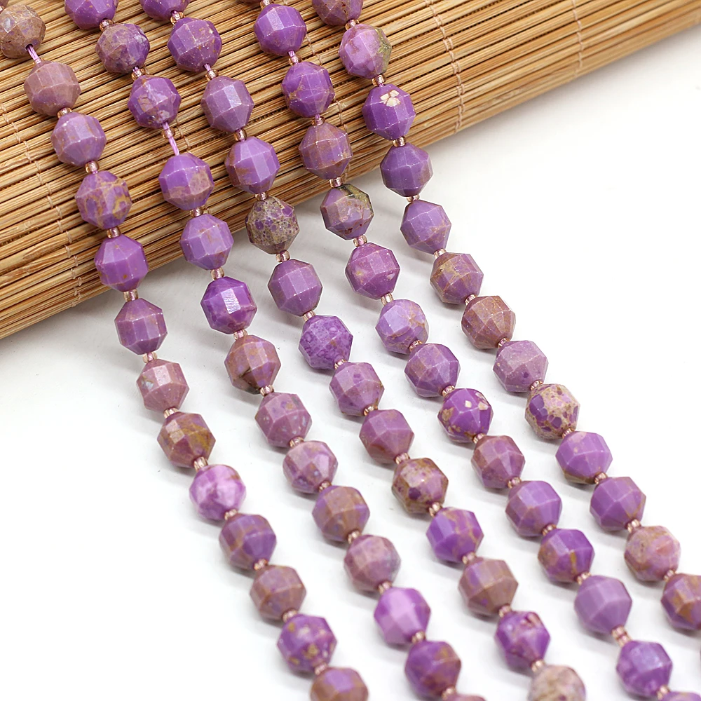 

New Natural Small Stone Ziyun mother 8mm Irregural Shapen Loose Beads for Making Jewelry Necklace Length 38cm