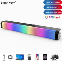 2021 computer game speakers with rgb light powerful bass stereo sound usb 3 5mm optical soundbar pc 20w speaker for pc tv mobile