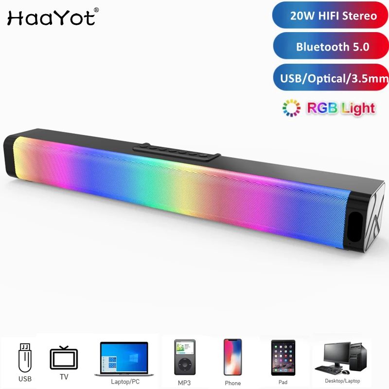 2021 компьютерная игровая Колонка s с RGB подсветкой мощный бас стерео звук USB 3 5 мм