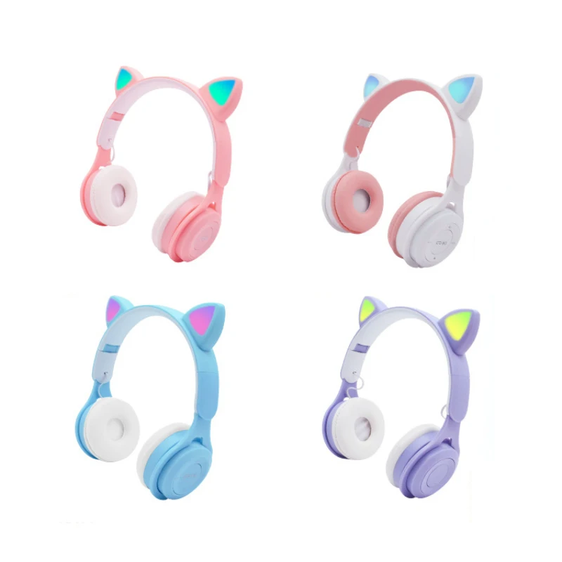 

M6 Kid Headphone Helmet Cute Cat Ear Bass Stereo Bluetooth Wireless Earphones Kids Girl Earbuds With Mic Music Headset