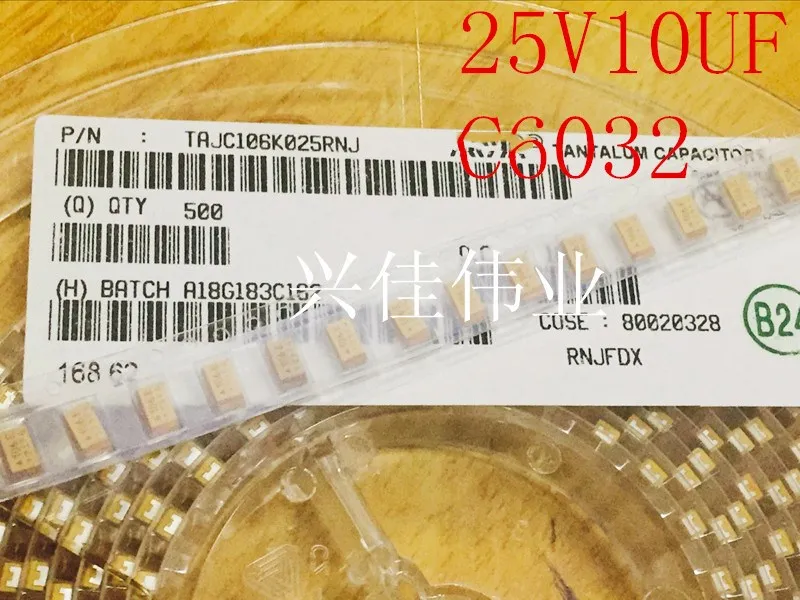 

Original 20pcs/ 25V10UF 106E 10UF 25V C6032 C 1812 Tantalum Capacitor