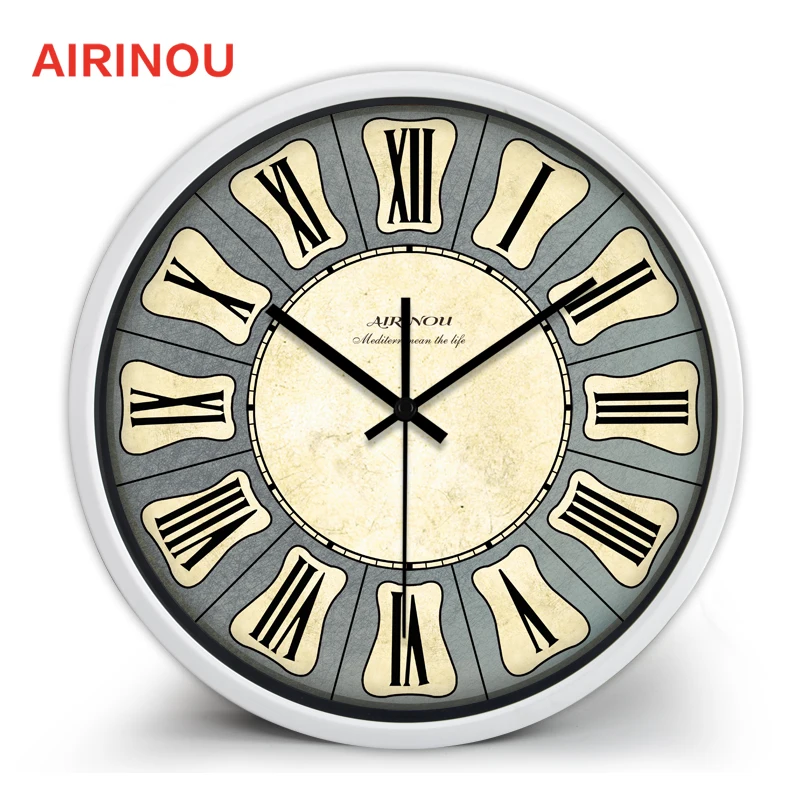 Airinou настенные часы в европейском стиле римские Ретро-часы с металлическим