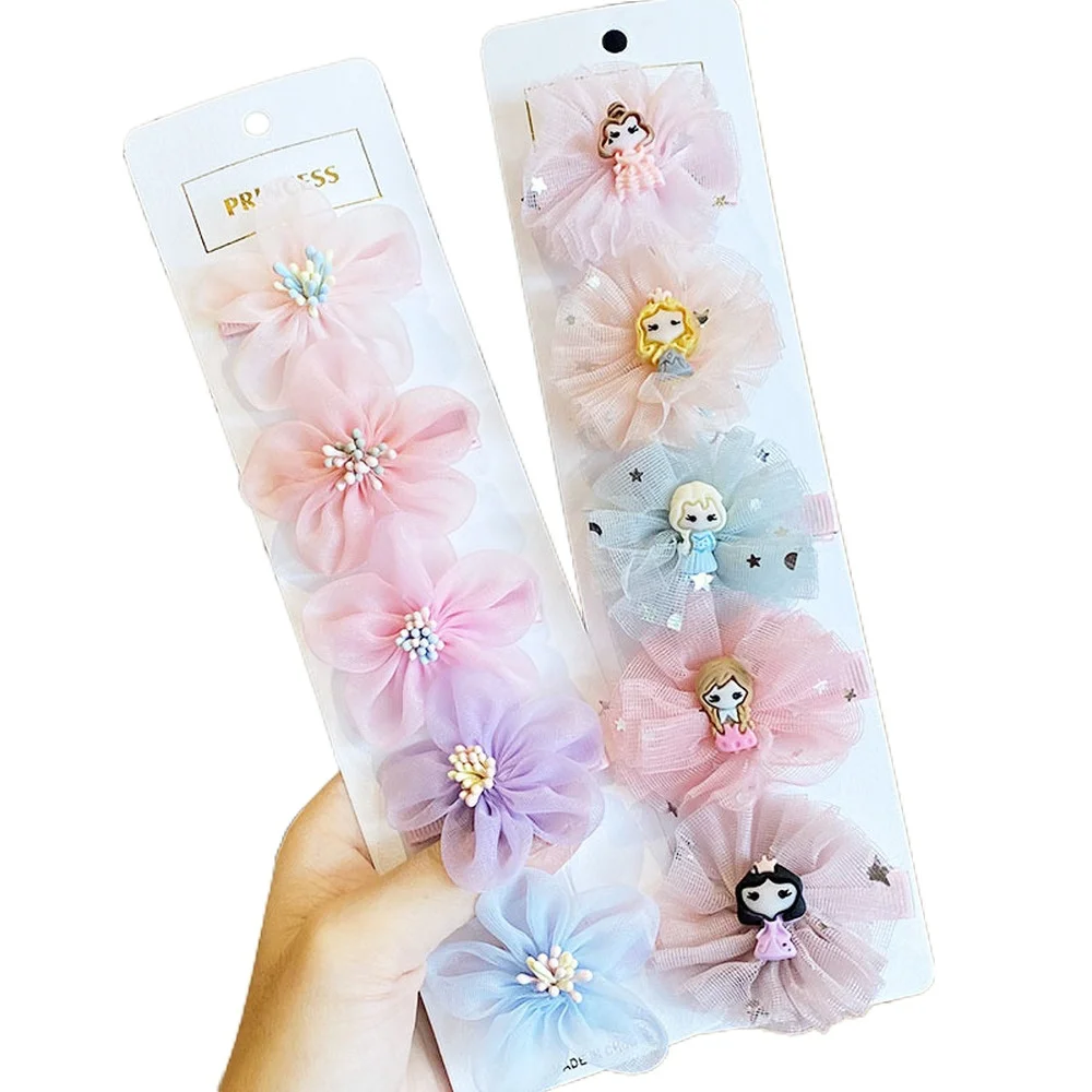 Прямая поставка 5 шт./компл. милые детские заколки для волос с бантом тканевые