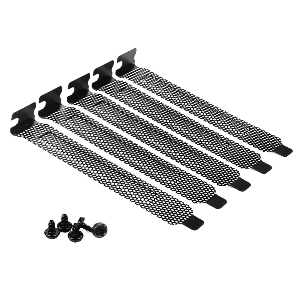 

5pcs PCI Slot Cover Heat Dissipation Dust Filter Plate Hard Steel Black Computer Case Vented Slot Covers Hole with Screw