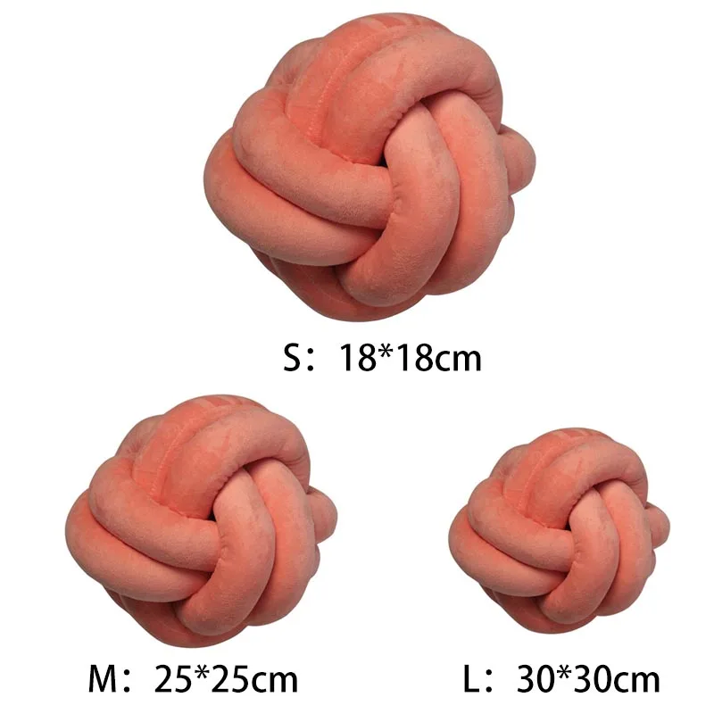 

Soft Knot Ball Handmade Round Pillow Cushions Solid Color Velvet Throw Pillow Waist Back Cushion Kids Toys Home Bedroom Decor