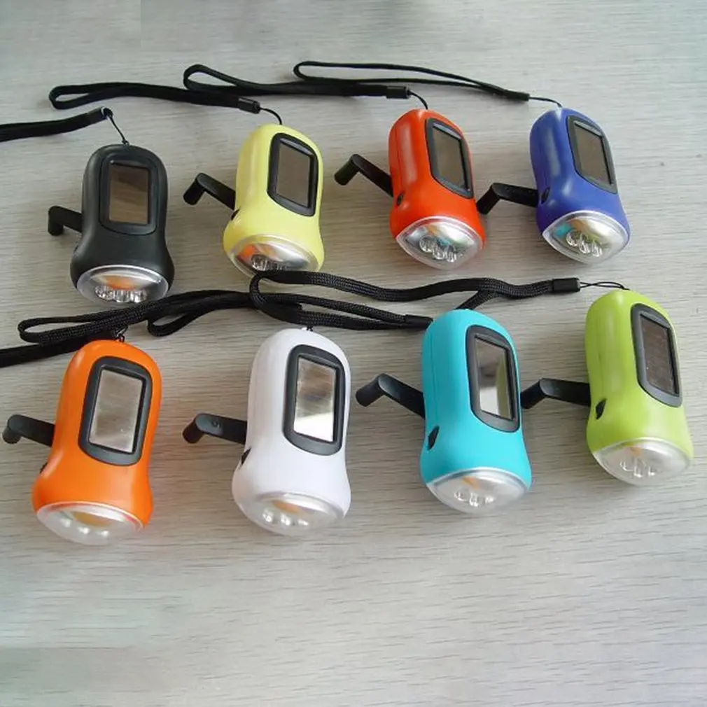 

Mini 3 LED Solar Powered Hand Crank Flashlight Rechargeable LED Emergency Tent Camping Torch Light Portable for Outdoors Use