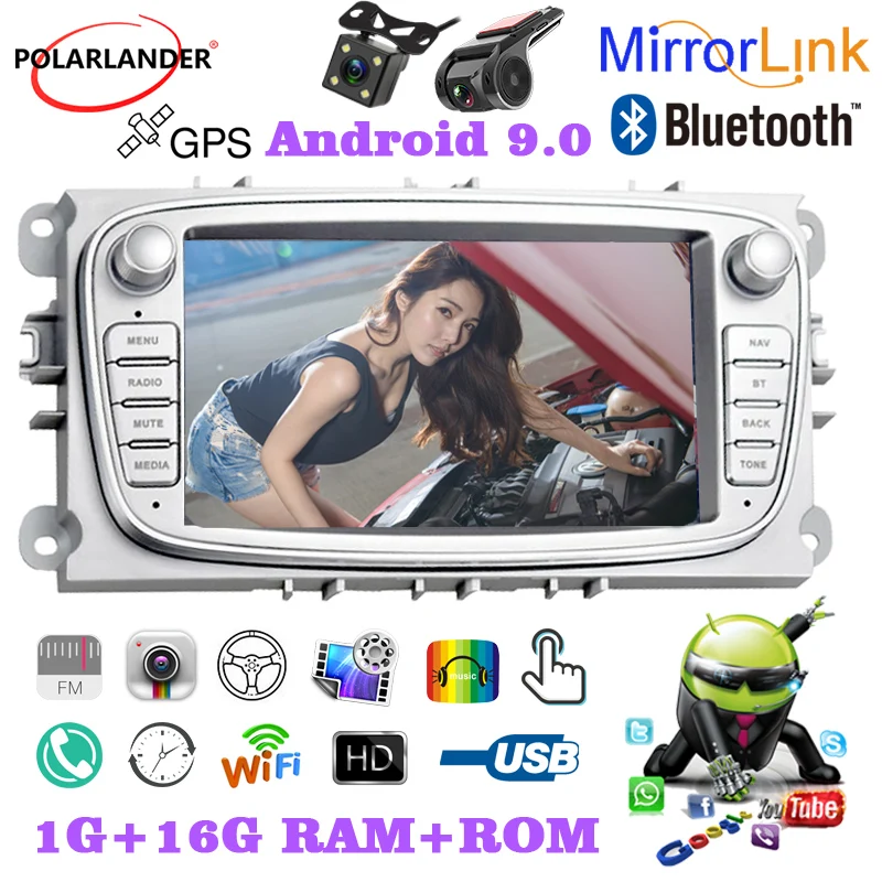 7-дюймовый емкостный сенсорный автомобильный радиоприемник 2 Din GPS WiFi Android IOS Airplay