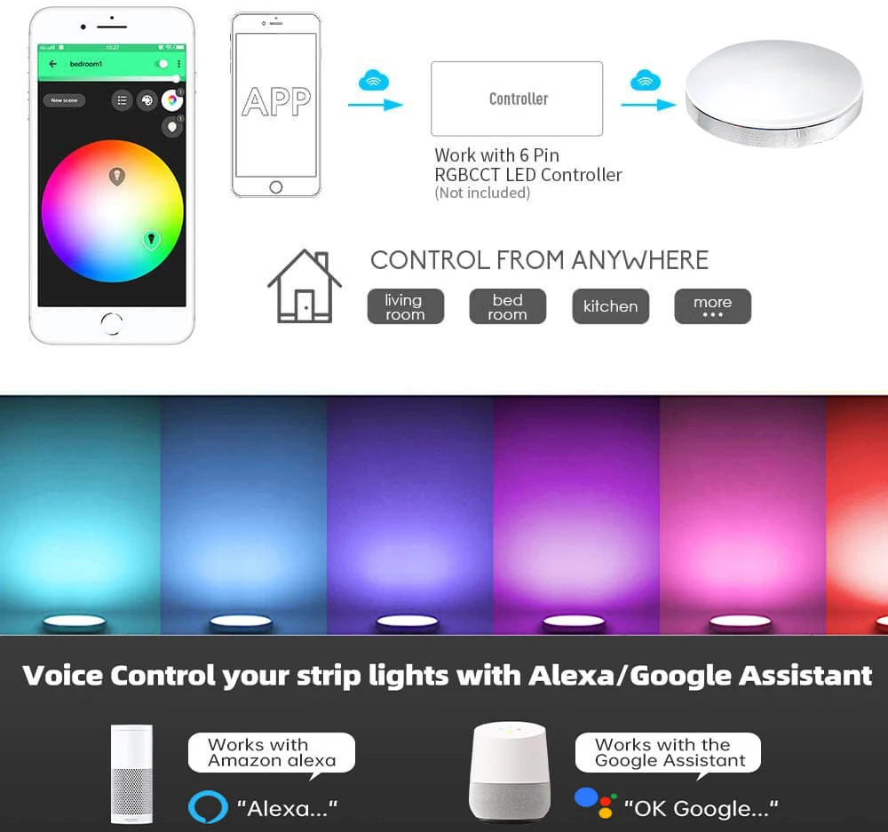 zigbee 3 0 rgb led under cabinet lighting dimming kitchen counter furniture lighting kit for zigbee 3 0 smartthings hue alexa free global shipping