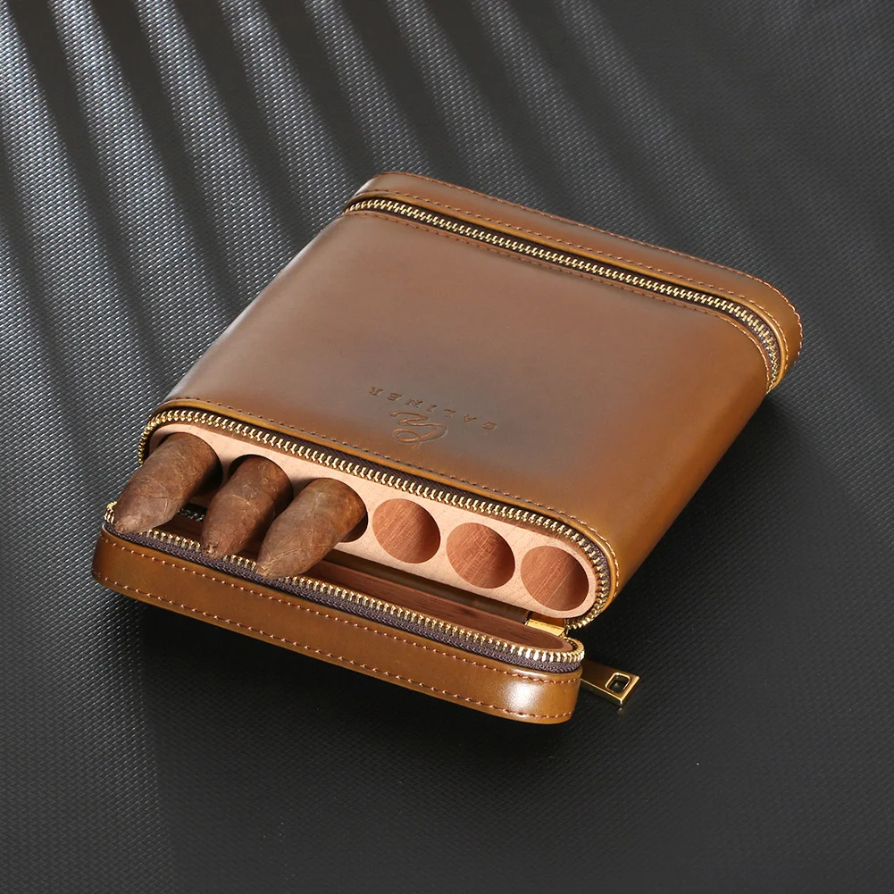 

GALINER Cigar Leather Humidor Cedar Wood Box With Humidifier Smoking Accessories Gadgets Puro Humidors Charuto Case Travel