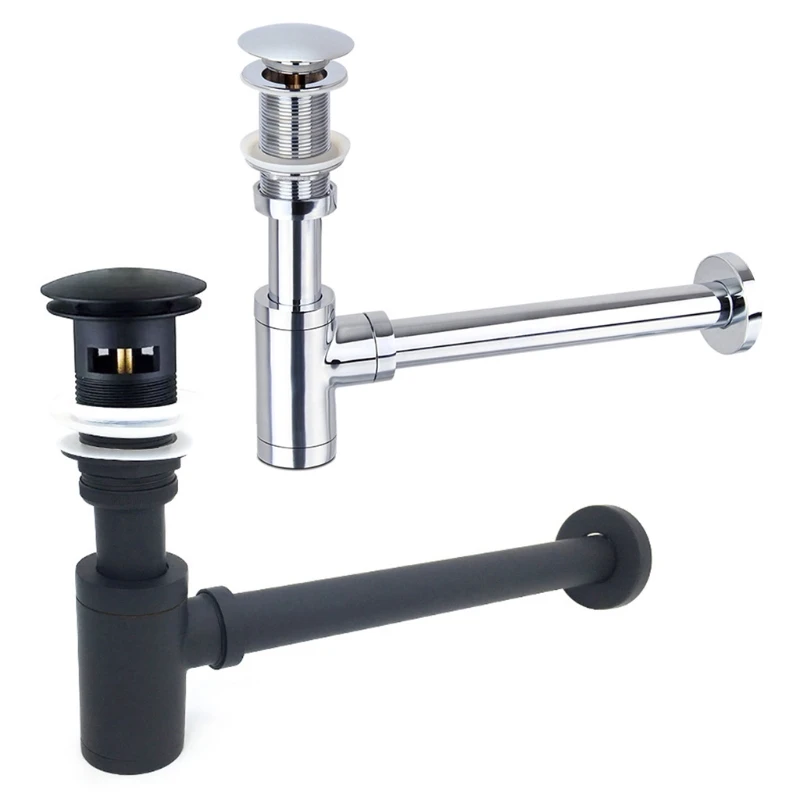 

Metal Basin Bottle Tap Tube Bathroom Sink Pop-up Drain Sewer Pipe with Overflow Hole Fast Reach