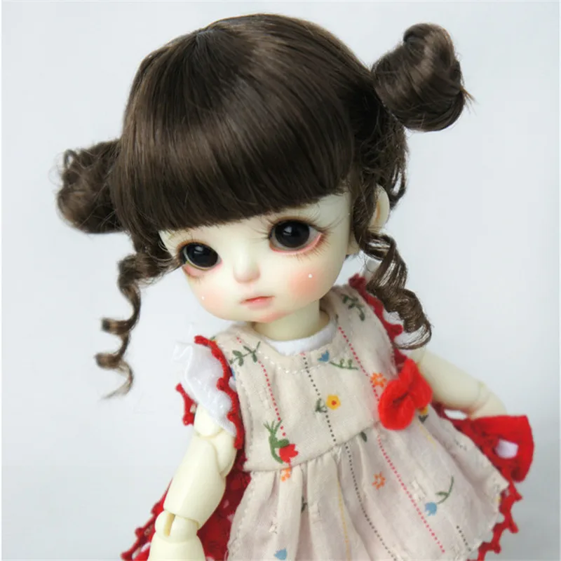 BJD-Peluca de pelo trenzada Retro para mu&ntilde;eca, accesorio de cer&aacute;mica de imitaci&oacute;n, mohair, cabeza de bola, ob11, DIY, 1/8-2