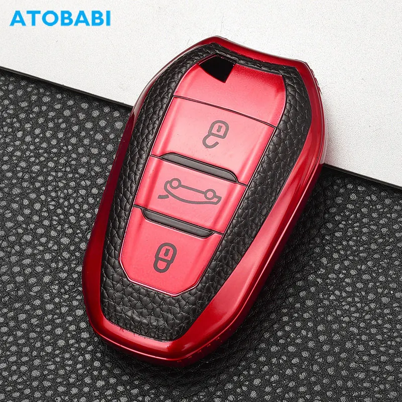 TPU Car Key Case For Peugeot 5008 3008 308 DS DS4 DS5 Citroen C4 3 Buttons Smart Keyless Entry Remote Control Protector Cover