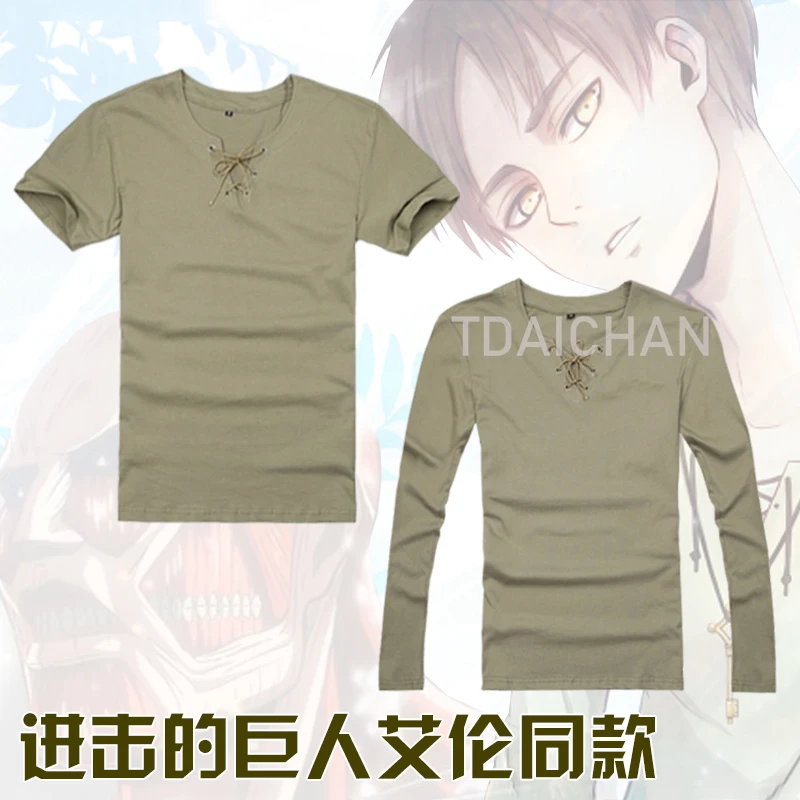 

Anime Attack on Titan Eren Jaeger T-shirt Cosplay Costume Shingeki No Kyojin Long Short Sleeve Scouting Legio Casual Top Fashion