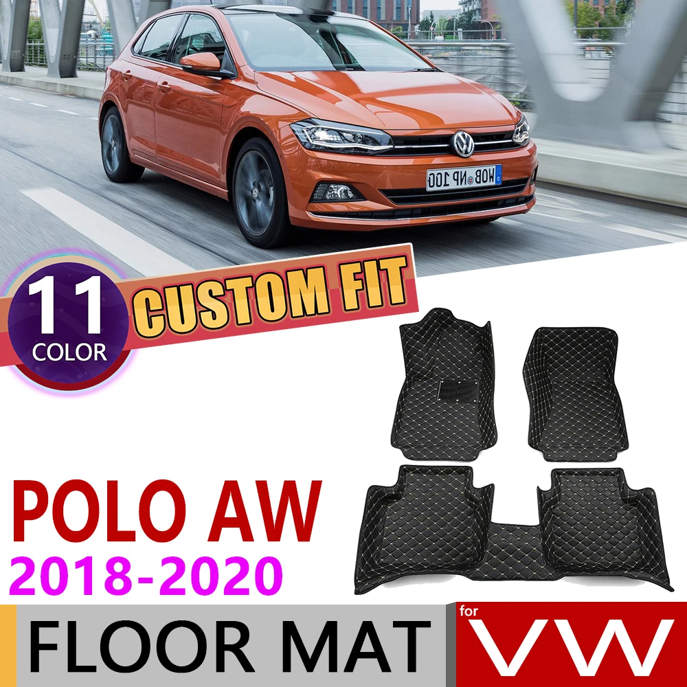Кожаные автомобильные коврики на заказ для Volkswagen VW Polo MK6 AW 2018 2019 2020 5 мест
