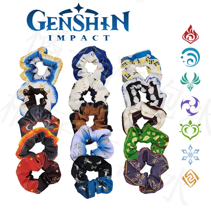 

Аниме Genshin Impact Zhongli Keqing тартаглия косплей аксессуары для волос кольцо для волос с большим кишечником двойной хвост головной убор