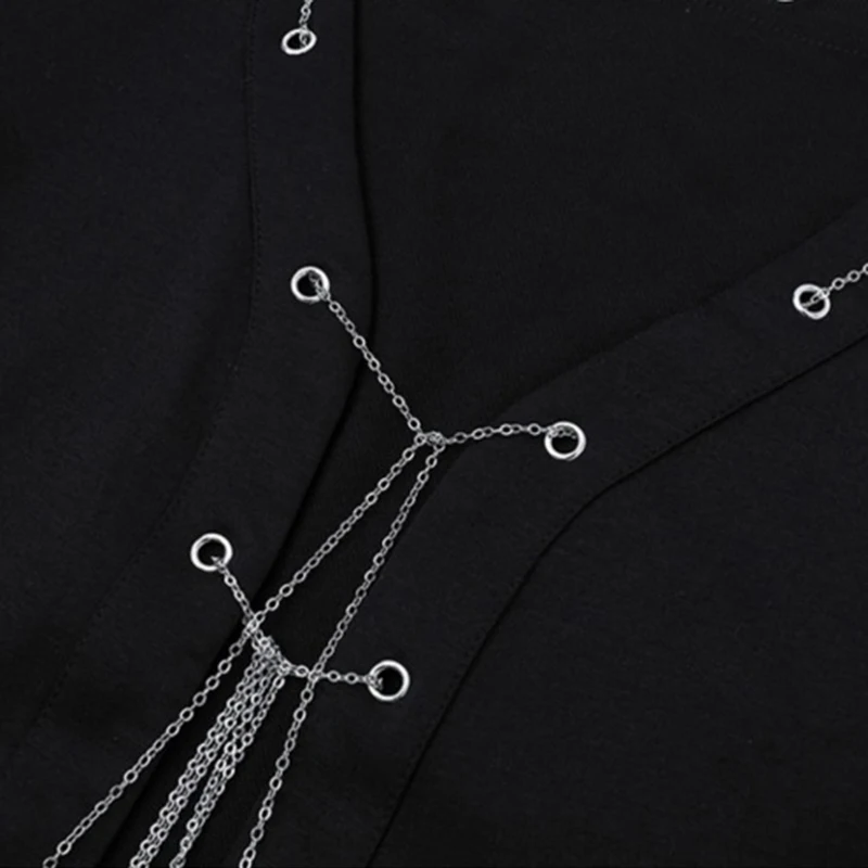 

SISPELL Patchwork Metal Buckle Coat For Female V Neck Long Sleeve Cropped Loose Women's Coat Fashion Streetwear Tide 2021