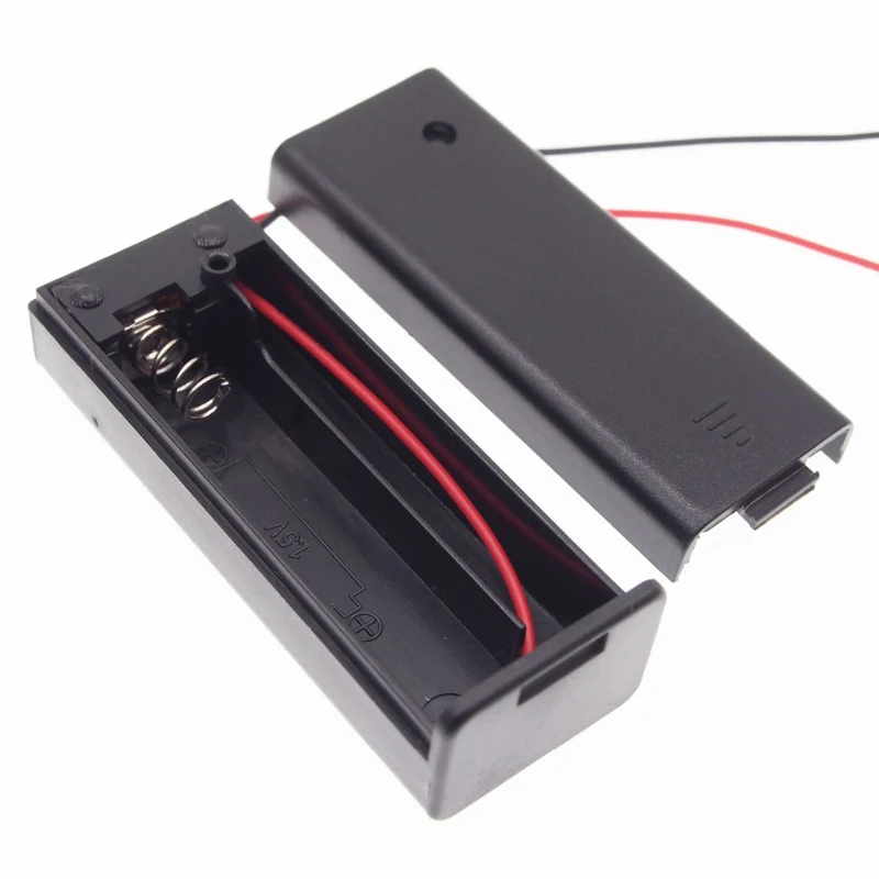 

Black 1 X 1.5V AA Plastic Battery Holder Connector Batteries Storage Box Case ON/OFF Switch With Lead Wire