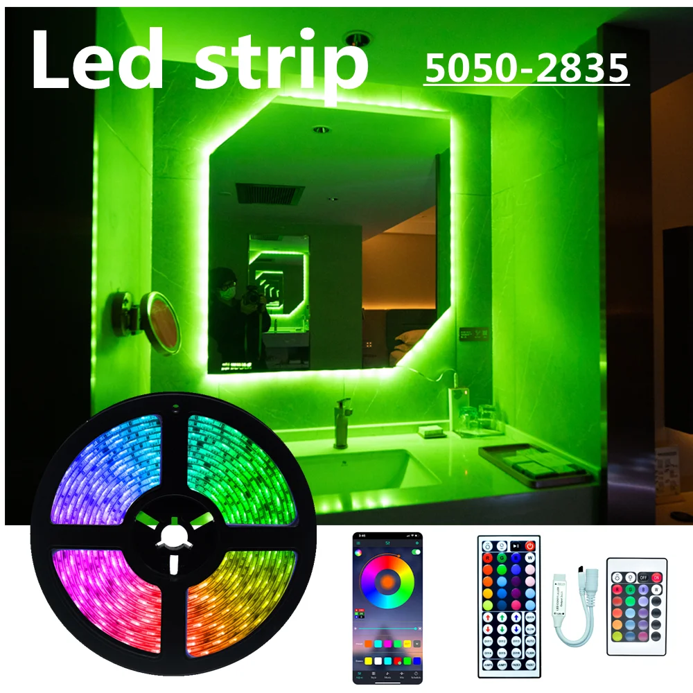 

LED Strip Lights Bluetooth RGB 5050 SMD 2835 Waterproof Lamp Flexible Tape Diode luces led Neon 5M 10M DC12V For Room Decor WIFI